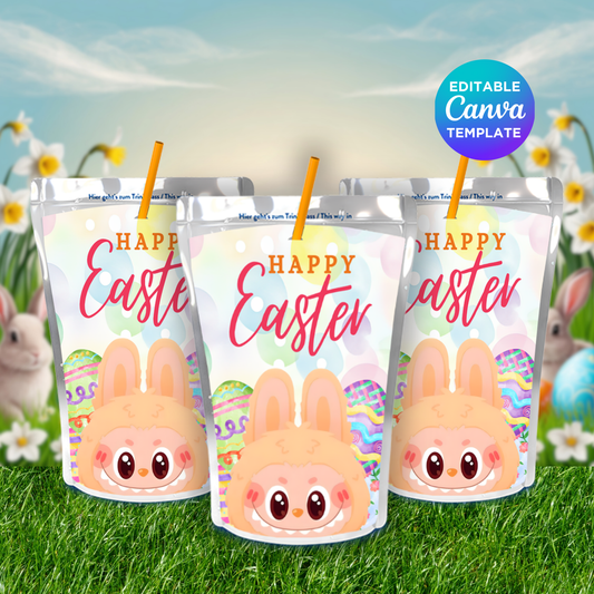 Printable Easter Juice Pouch Label – Cute Bunny Party Favor