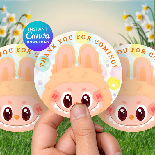 Easter Thank You Sticker Template – Cute Pastel Bunny Printable