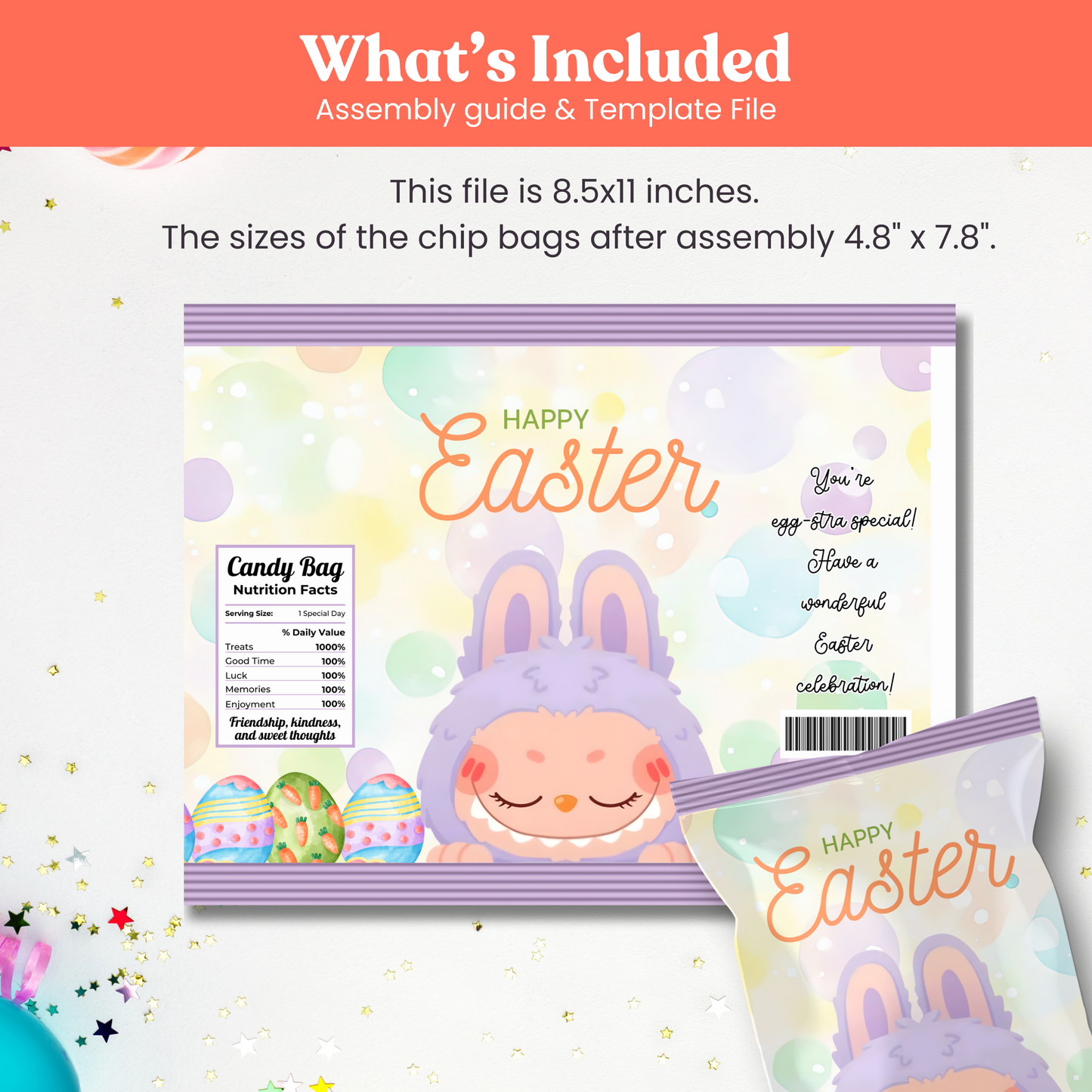 Monster Bunny Easter Chip Bag Template