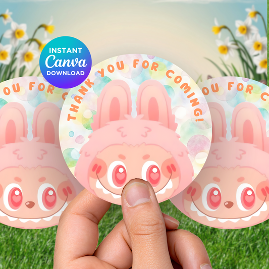 Easter Thank You Sticker Template – Cute Pastel Bunny Printable