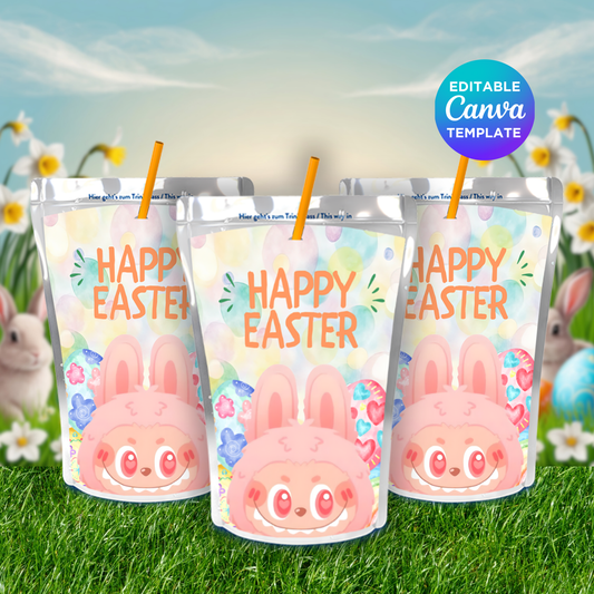Printable Easter Juice Pouch Label – Cute Bunny Party Favor