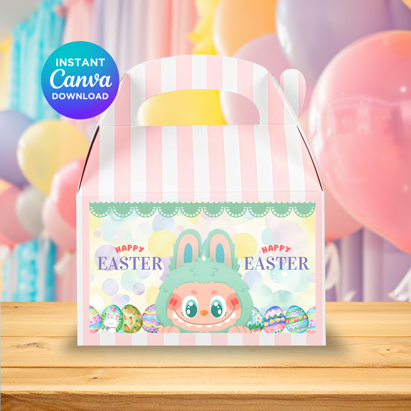 Cute Bunny Easter Gable Box Label – Printable Party Decoration
