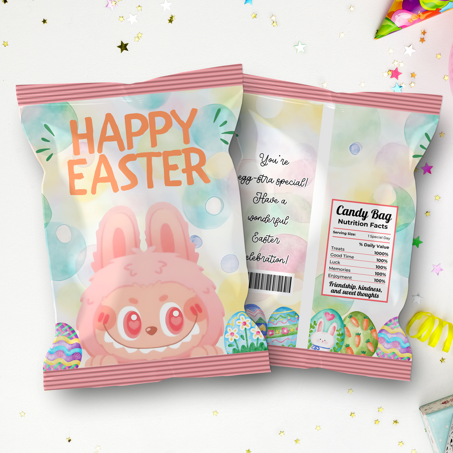 Monster Bunny Easter Chip Bag Template