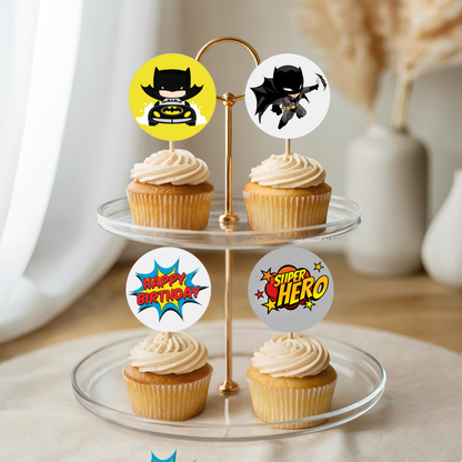 Dark City Hero Cupcake Topper Template – Printable Party Decor