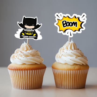 Dark City Hero Cupcake Topper Template – Printable Party Decor