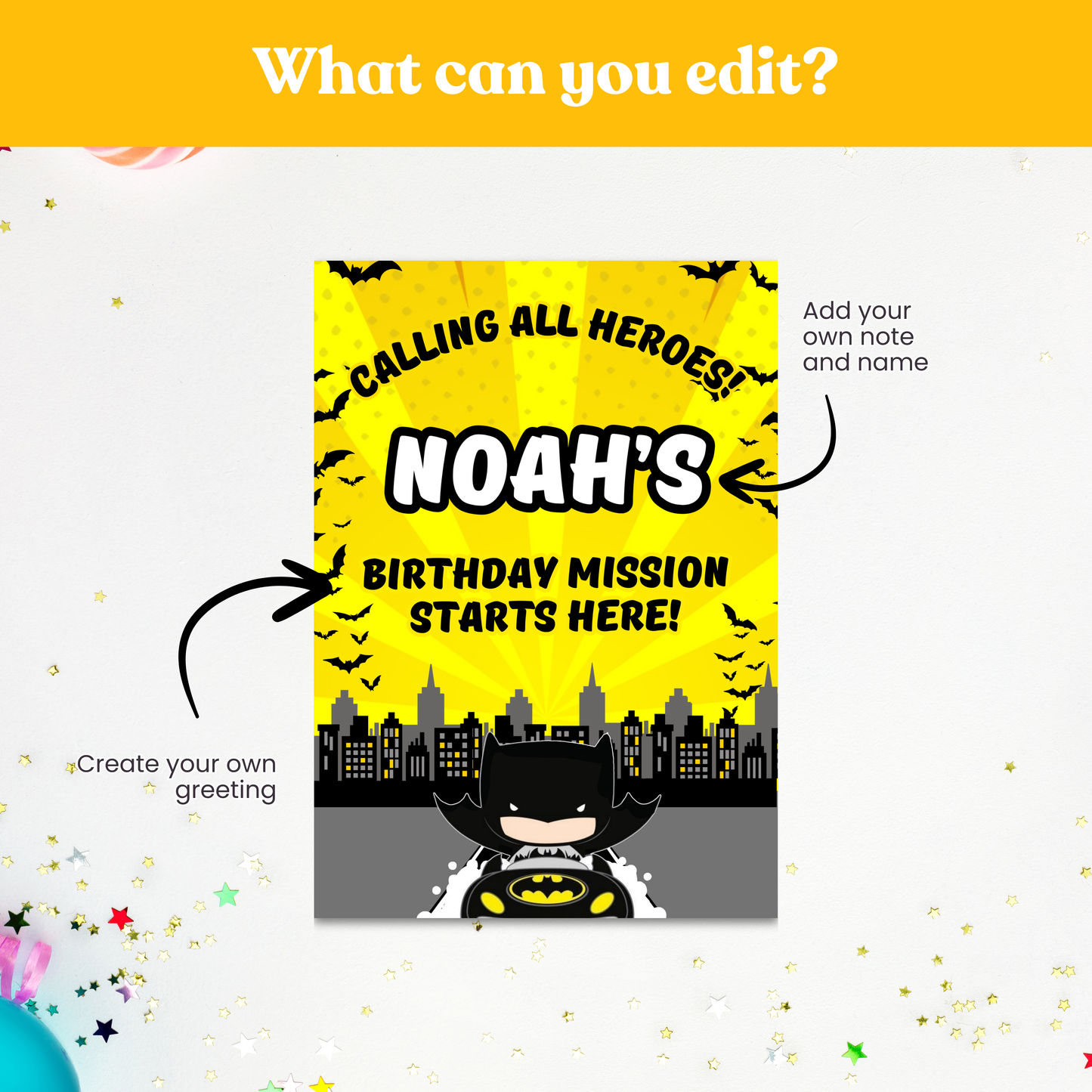 Dark City Hero Birthday Welcome Sign – Printable Party Decor