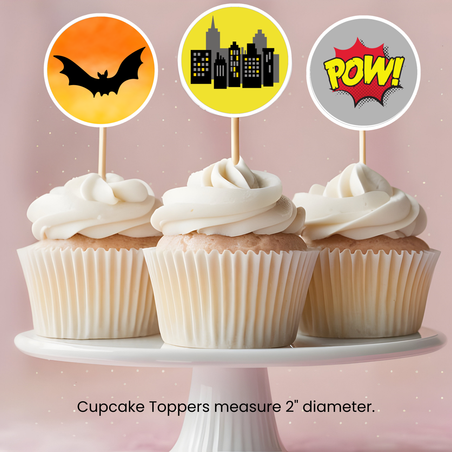 Dark City Hero Cupcake Topper Template – Printable Party Decor