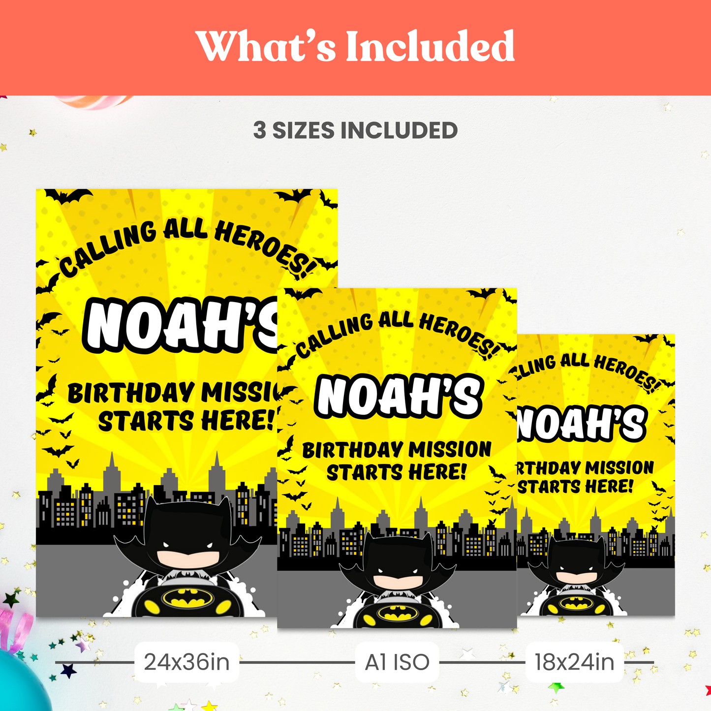 Dark City Hero Birthday Welcome Sign – Printable Party Decor