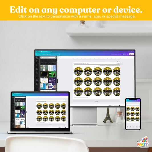 Superhero City Night Thank You Sticker Template – Printable Favor Label