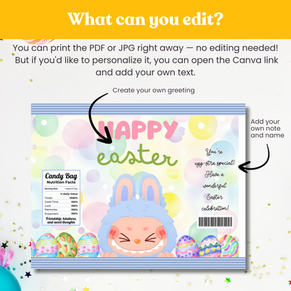Monster Bunny Easter Chip Bag Template