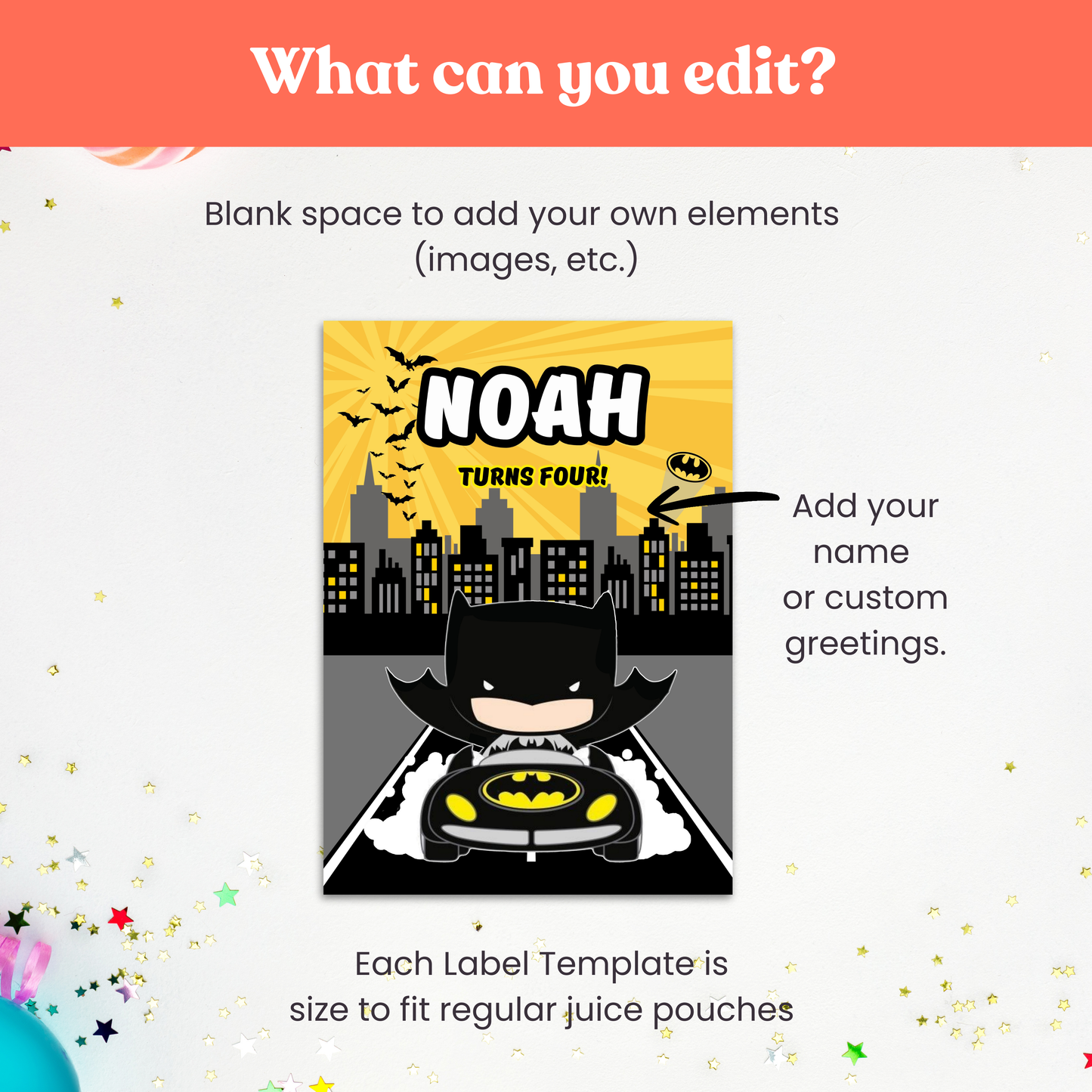 Dark City Hero Drink Pouch Label – Superhero Theme Printable